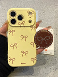 Cartoon Cute Bowknot Bracket Soft TPU Phone Case For iPhone 17 16 15 14 13 Pro Max Stand Holder Back Cover