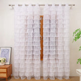 1PC simple white chiffon perforated curtains multi-layer semi transparent drapes for bedroom living room holiday decoration