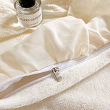 4Pcs Romantic Lace Ruffles Removable Bow Princess Wedding Bedding Sets Warm Milk Velvet Duvet Cover Bed Sheet Set Pillowcases