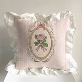 Cute Cat Bow Printed Pillow Series Bedroom Living Room Dormitory Pillow Ruffle Square Pattern Home Decoration Detachable Pillow