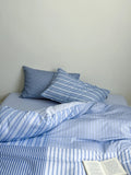 Modern Copenhagen Stripe Bedding Set Pure Cotton Gown Satin Six-Piece Quartet Full Cotton Quilt Cover Bed eet