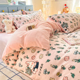 New Style 200-gram Fresh Light Milk Fleece Single Quilt Cover Autumn Winter Printed Cartoon Fleece Warm Student Duvet Cover