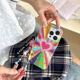 Cute Heart Colorful Rainbow Star Glitter Phone Case for IPhone 14 15 16 Pro Max 15pro 13 IMD Silicone Shockproof Back Cover Case