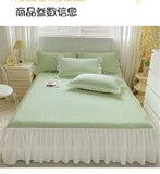 2/3pcs Summer Cooling Bed Skirt Set Class A Princess Mattress Cover Single Soft Mat Room Decor Bedspread Ice Silk Bean Cool Mat