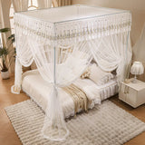 Boutique Embroidery Mosquito Net for Summer with Bracket Palace Bed Curtain Tent for Girls Bedroom Home Decor