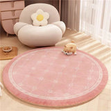 Round Bowknot Pattern Bedroom Rug Cartoon Cute Living Room Carpet Polyester Cozy Decoration for Girls Home Bedroom