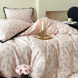 Korean Princess Floral Ruffles 100% Cotton Double Layer Yarn Soft Bedding Set Single Queen King Duvet Cover Bed Sheet Pillowcase