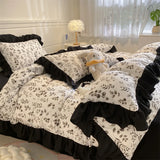Solid Colour INS French Style Bedding Set For adults kids Brown pink Flat Sheet With Pillowcases Colorful King Queen Full size