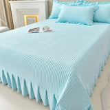 Summer solid color tencel bed cover three-piece set lace ice silk mat air conditioner mat non-slip bed sheet kang cover soft mat