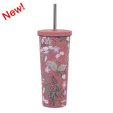 830ML Large Hole Thermos Cup With Straw And Pattern,Mug,Double Layer Stainless Steel Vacuum Flasks,Portable Insulated Water Cup