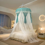 New Hung Dome Bed Canopy Mosquito Net for Girl Women Lace Yarn 2 Layers Round Dome Tent Curtain Room Decor