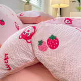 Korean Style Seersucker  Washed cotton Bedding Set  Girls Twin Queen Size Duvet Cover   Bed Linens Kids Fashion