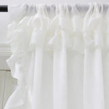 Curtain White with Ruffle Pure Living Room Curtains Modern Style Shading Drape 2 Panels Rod Pocket for Bedroom Home Decoration