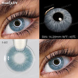 1 Pair Green Colored Contact Lenses Natural Gray Pupils Eyes Contact lenses Soft Lenses 14.00-14.50mm Annual Use
