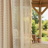 Outdoor Boho Lace Tassel Sheer Curtains Multi Panels Light Filter Drapes For Gazebo Garden Terrace Warm Housewarming Gift