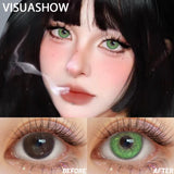 6 Months Disposable Kawaii Green Anime Cosplay Colored Contact Lenses for Coser Daily Party Eye Beauty Soft Contacts