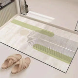 Abstract Geometric Line Art Bathroom Mat Soft Neutral Color Absorbent Non-Slip Quick Drying Home Entrance Floor Mat