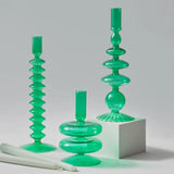 Modern Glass Candle Holders Home Decor Green Glass Vase Table Candlelight Holder Creative Decoration Ornaments Room Decor