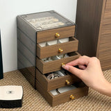 Luxury Jewelry Box Exquisite Necklaces Earrings Walnut Storage Box Multi-Layer Storage Box Desktop Organizer Home Decoration