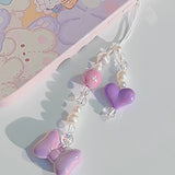 Simple Crystal Pearl Phone Chain Women Clay Beaded Phone Lanyard Devil's Eye Love Mobile Phone Strap Pendant Jewelry Accessories