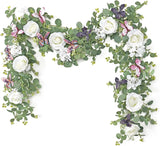 180cm Artificial Rose Flower Eucalyptus Garland with Hanging Butterfly Floral Vine Wedding for Party Table Backdrop Decor