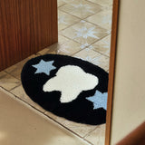 Oval Tufting Bathroom Mat Soft Tufted Cartoon Tooth Floral Bedroom Carpet Bedside Rug Floor Anti Slip Pad Aesthetic Home Decor