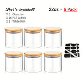 22oz Set Of 6 Glass Jars With Airtight Bamboo Lids Glass Kitchen Canisters Clear Container For Food Storage Of Dry Goods Cookie