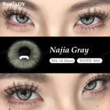 1 Pair Najia Series Colored Contact Lenses Natural Brown Pupils Blue Eyes Contact lenses Gray Soft Contacts 14.20mm