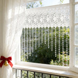 Luxury French Country Curtain with Embroidered Lace Crystal Pendants Semi-Sheer Panel,Translucent Light Filtering Window Drapery