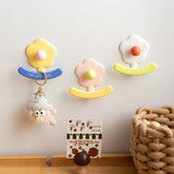 Dopamine Flower Wall Hanging Hooks Home Entrance Key Storage Stick-On Hooks Korean Style Living Room Decor ABS Material