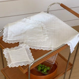 Korean Style Soft Flounced Lace Ruffle Placemats Dust-proof Multi-purpose Lace Napkins Coasters Photo Props