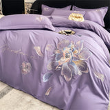 Flowers Embroidery Bedding Set Light Luxury Brushed Four-Piece Set Girl Bedroom Decor King Duvet Cover Set Bed Sheet Pillowcases