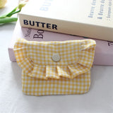 Cute Portable Checkered Purse Checkered Pattern Pocket Design Coin Purse Clutch Style Lipstick Storage Bag for Girls