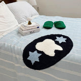 Oval Tufting Bathroom Mat Soft Tufted Cartoon Tooth Floral Bedroom Carpet Bedside Rug Floor Anti Slip Pad Aesthetic Home Decor