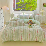 100% Cotton Skin-friendly Four Piece Set Soft Duvet Cover Set Single Couple Flower Printed Comforter Bedding Set for Adults Kids