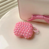 Luxury DIY Shiny Laser Purple Pink White Pearl Soft Earphone Case for Apple AirPods 4 3 2 Cover With Keychain for AirPods Pro 2