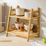 Countertop Organizer 2 Layer Coffee Cup Holder Multipurpose Bamboo Storage Shelf for Hotel Apartment Dressing Table Shelf Home