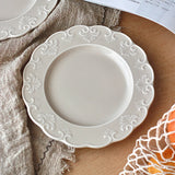 French Relief Dessert Plate Ins Retro Breakfast Bread Plates Household Versatile Dining Disc Milk Tea Colored Ceramic Tableware