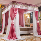 2 Layers Shading Quadrate Palace Mosquito Net with Frame Princess Romantic Bed Curtain Canopy Nets Three-door Single Double Size