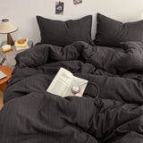 Korean Bedding Full Sets Blue New Soft Striped Queen Bed Sheets Duvet Cover With Pillowcase No Filling Bedroom Decor