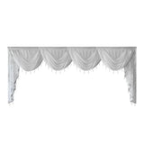 White Lace Flowers Sheer Wavy Valance Curtain Luxury Beaded Floral Waterfall Scallop Curtain for Living Room Bay Window Drapes