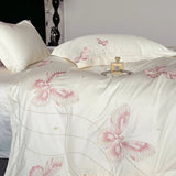 Premium 1000TC Egyptian Cotton Luxury Butterfly Embroidery Bedding Set Duvet Cover Flat/Fitted Bed Sheet Pillowcases 4Pcs