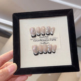 10Pcs Handmade Press On Nails Full Cover Butterfly Design Cat Eye Short Square Ballerina Artificial False Nails Nail Tips Art