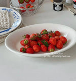 Ele Oval Cerc Plate Ins Sle Milk White for Restaurant Pastries Salads Fruits Pasta Multi Functional Diware