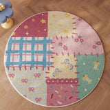 Round Patchwork Living Room Carpet Large Area Cute Bedroom Fluffy Bedside Rugs Ins Fashionable Home Decoration Coffee Table Mats