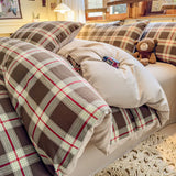 New Soft and Skin-friendly All-cotton Duvet Cover Skin-friendly Breathable Checkered Quilt Cover with Pillowcase