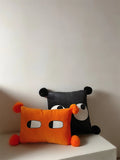 Funny Big Eyes Pillow Case Velvet Cushion Cover with Plush Ball Pillowcase Back Support Home Decorative Living Room Art Decor