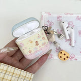 cartoon cute cookie bear love heart pendant shockproof silicone protective case for apple airpods 1 2 3 4 pro 2 earphone cover