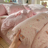 Ikeehome  new class A super soft washable four-piece cartoon quilt cover dormitory bed sheet three-piece bedding