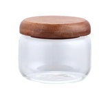 Food Storage Jar with Wooden Lid Clear Sealed Cans Glass Container Coffee Beans Oat Nuts Spice Tank Kitchen Grain Storage Jar